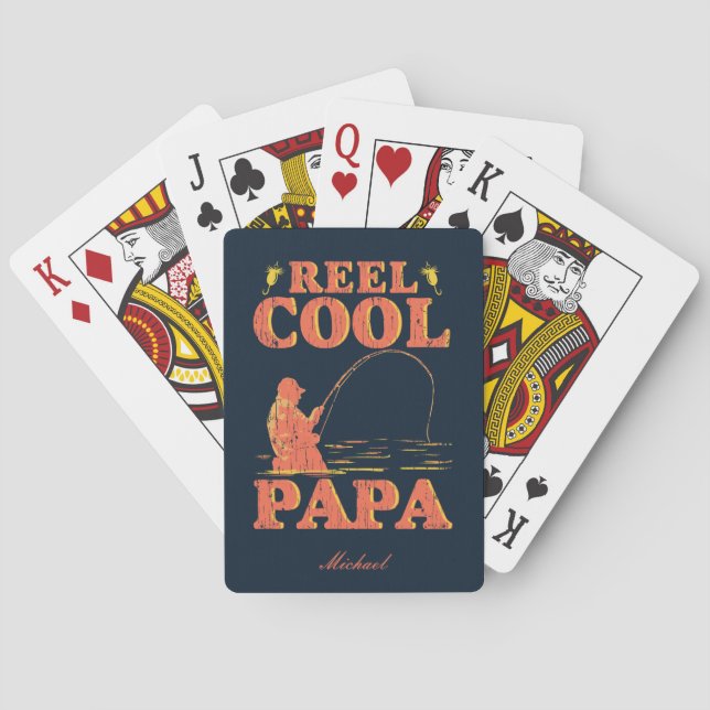 Jeu De Cartes Reel Cool Papa Funny Pêche Fête des pères (dos)