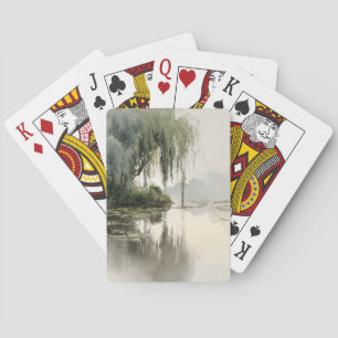 Jeu De Cartes Reflet d'arbre de saule serein Art de la nature (2