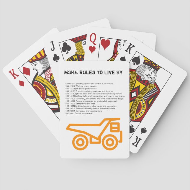 Jeu De Cartes Règles de MSHA à vivre par (dos)