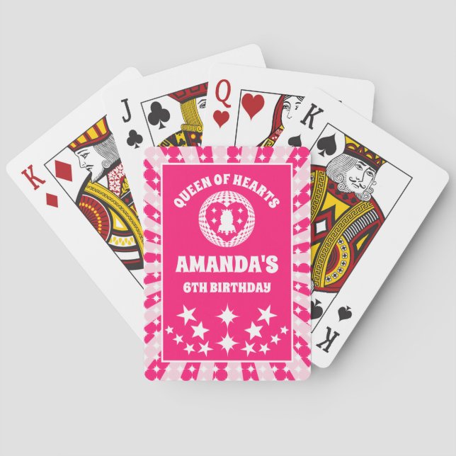 Jeu De Cartes Reine Des Coeurs Rose Rétro Anniversaire (dos)