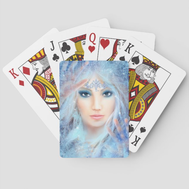 Jeu De Cartes Reine des neiges. Une belle femme d'hiver. (dos)