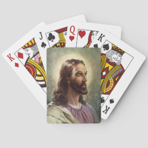 Jeu De Cartes Religieux vintage, Portrait Jésus Christ avec Halo