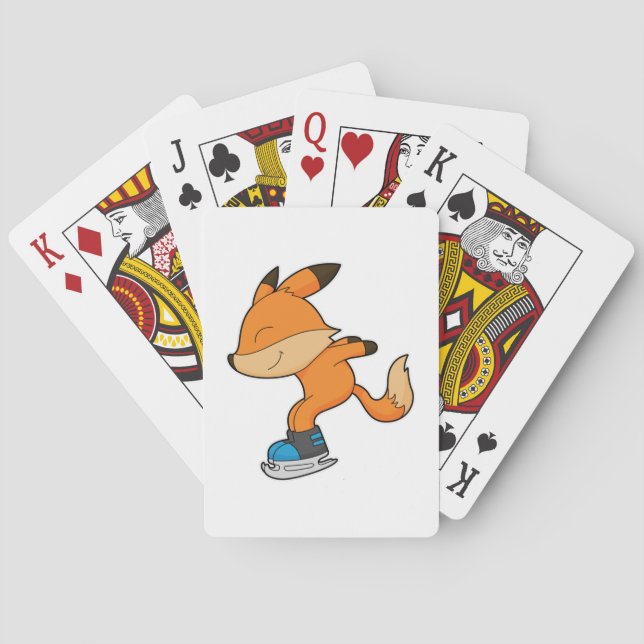 Jeu De Cartes Renard au patinage sur glace avec patins sur glace (dos)