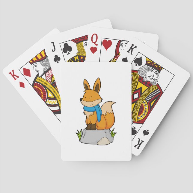 Jeu De Cartes Renard avec Écharpe sur Rocher (dos)