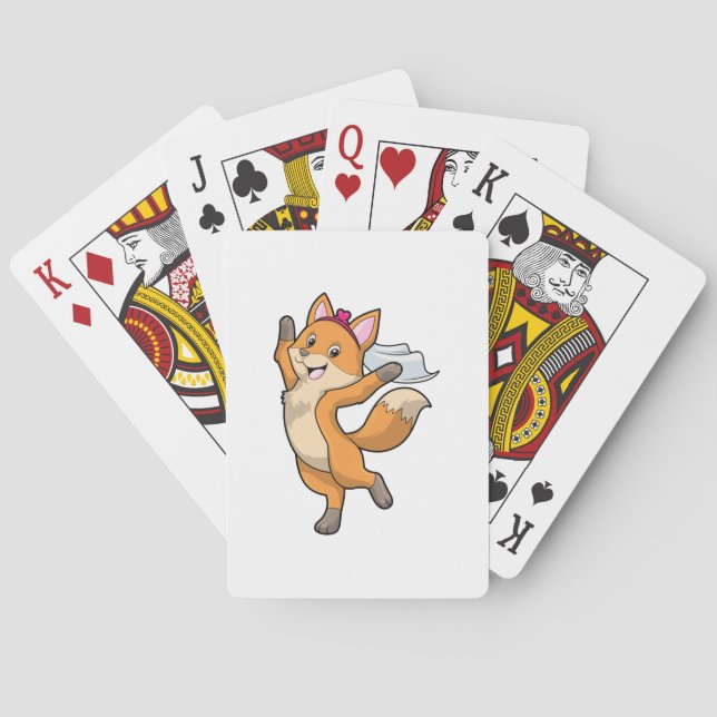 Jeu De Cartes Renard comme mariée avec voile et cœur (dos)