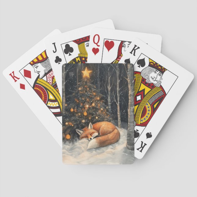 Jeu De Cartes Renard couché Whimsical Noël rustique (dos)