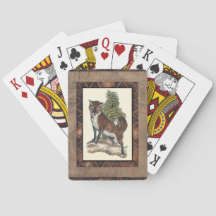 Jeu De Cartes Renard rustique sur un tronc d'arbre
