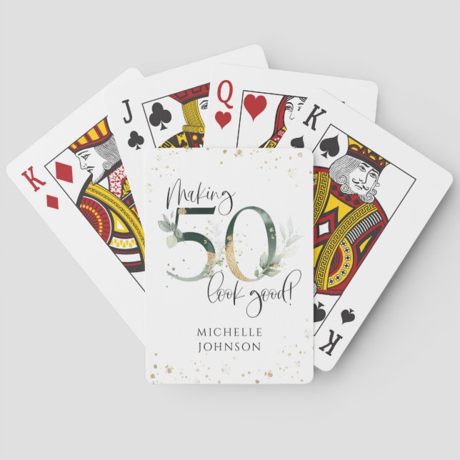 Jeu De Cartes Rendre 50 apparence bon vert or botanique Annivers (dos)