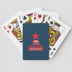 Jeu De Cartes République de Californie en rouge et bleu élégant