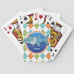 Jeu De Cartes Requin sur Motif Jacquard coloré