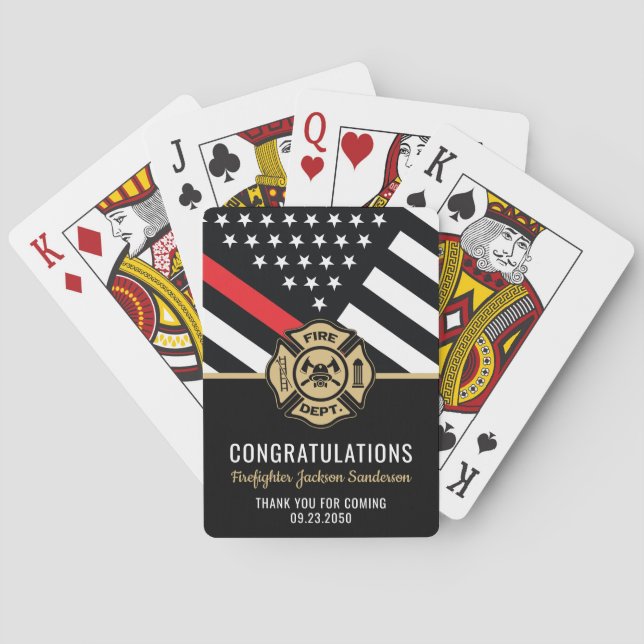 Jeu De Cartes Retraite des pompiers Red Line Flag Félicats (dos)