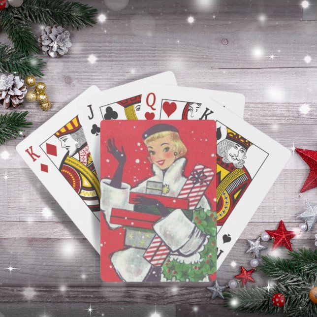 Jeu De Cartes Retro 1950 Noël Shopping Girl Holiday (Créateur téléchargé)