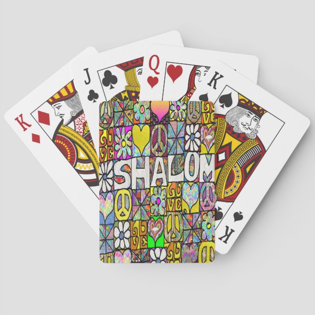Jeu De Cartes Retro 60s Psychedelic Shalom LOVE Jouer des cartes (dos)