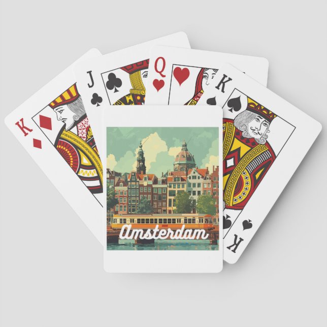 Jeu De Cartes Retro Amsterdam Skyline (dos)