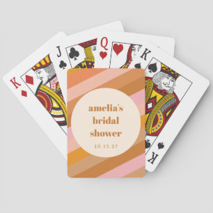 Jeu De Cartes Rétro Géométrique Rose Orange Mariage sur Mesure C