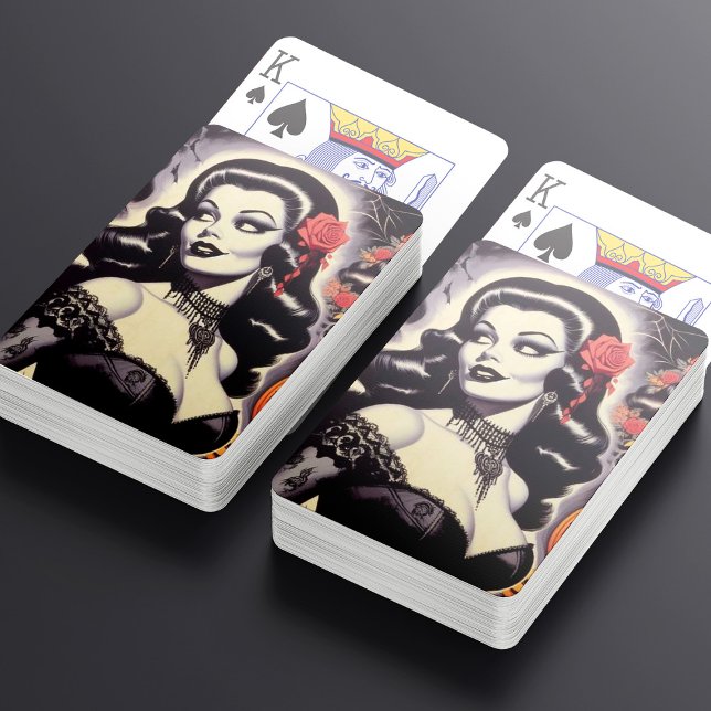 Jeu De Cartes Retro Halloween Goth Pin-up (Créateur téléchargé)