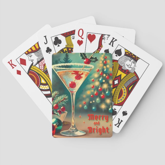 Jeu De Cartes Retro les années 50 Merry Bright Christmas Cocktai (dos)