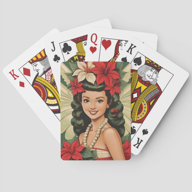 Jeu De Cartes Retro les années 50 Tropical Christmas Princesse (dos)