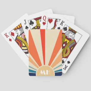 Jeu De Cartes Retro les années 70 Starburst Sunrise Stripes Mono