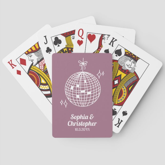 Jeu De Cartes Retro Lilac Purple Disco Ball Mariage Personnalisé (dos)