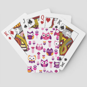 Jeu De Cartes rétro motif coloré d'oiseau de hibou
