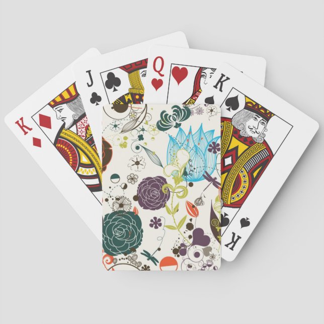 Jeu De Cartes Rétro motif floral 2 (dos)
