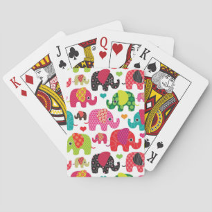 Jeu De Cartes rétro papier peint de motif d'enfants d'éléphant