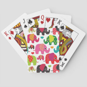 Jeu De Cartes rétro papier peint de motif d'enfants d'éléphant