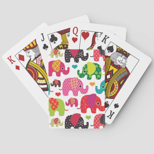 Jeu De Cartes rétro papier peint de motif d'enfants d'éléphant (dos)