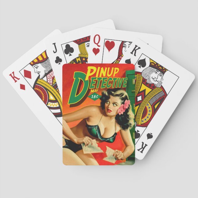 Jeu De Cartes Retro Pulp Magazine Conception Pinup Détective Lec (dos)