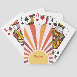 Jeu De Cartes Retro Sunset Sun Rays Nom personnalisé