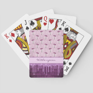 Jeu De Cartes Rêve de champignon violet et monogramme à gouttes 