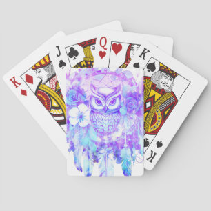 Jeu De Cartes Rêveur de Totem de Chouette Plumes florales Teint 