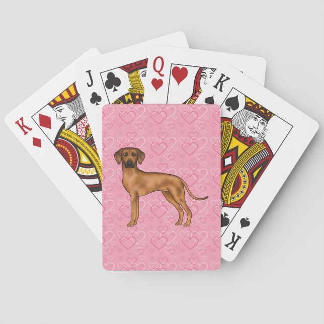 Jeu De Cartes Rhodesian Ridgeback Chien Love Coeur Motif rose (dos)