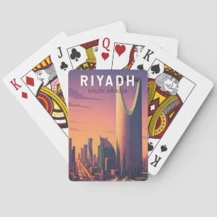 Jeu De Cartes Riyadh Arabie saoudite Illustration Voyage Art Rét