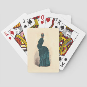 Jeu De Cartes Robe Bleue Victorienne élégante Mode Femme Art