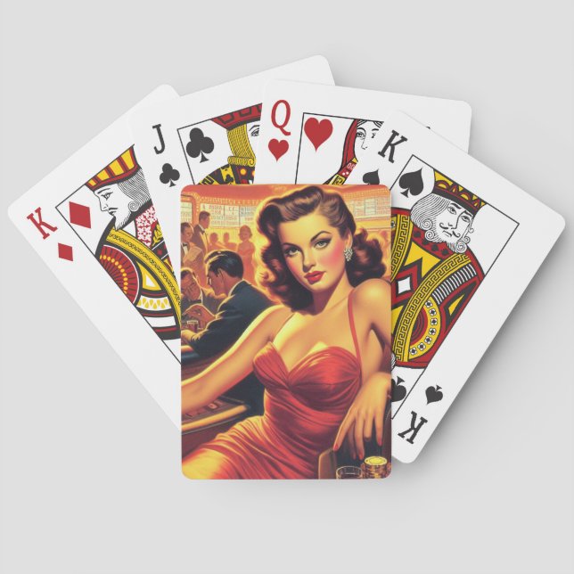 Jeu De Cartes Robe rouge fille glamour vintage (dos)