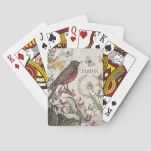 Jeu De Cartes Robin Elegant Bird Butterfly French Art