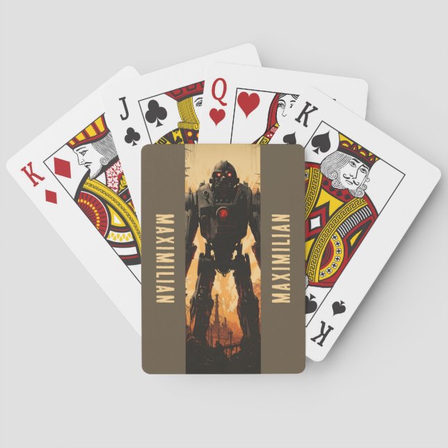 Jeu De Cartes Robot géant dans le Monogramme de paysage post-apo (dos)