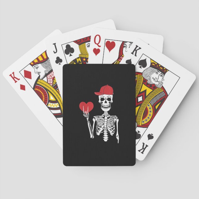 Jeu De Cartes Roll Skeleton Mains Coeur Valentines Jour Crâne (dos)