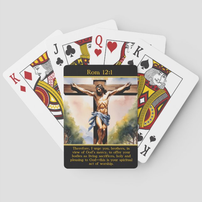 Jeu De Cartes Rom 12:1 Sauveur Au-Dessus Des Hauteurs De Montagn (dos)