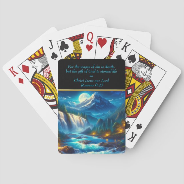 Jeu De Cartes Romains 6:23 La foi chrétienne une cascade d'or (dos)