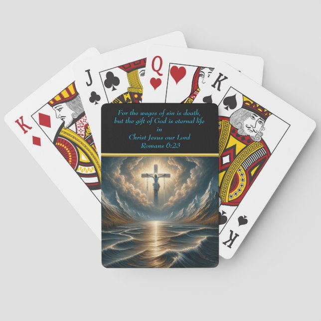 Jeu De Cartes Romains 6:23 Sauveur Au-Dessus Des Eaux Rooses (dos)