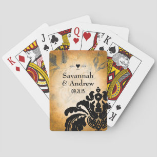 Jeu De Cartes Romantique Hirloom Vintage or Rose noir Damas