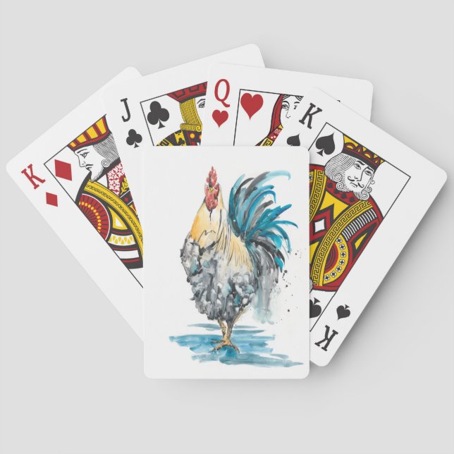 Jeu De Cartes Rooster Splash - Aquarelle Portrait (dos)