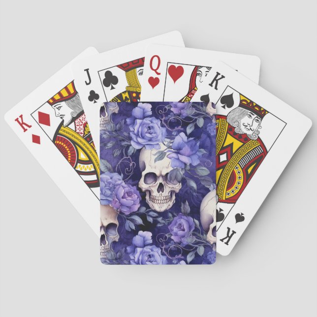 Jeu De Cartes Rosas violetas con calaveras (dos)