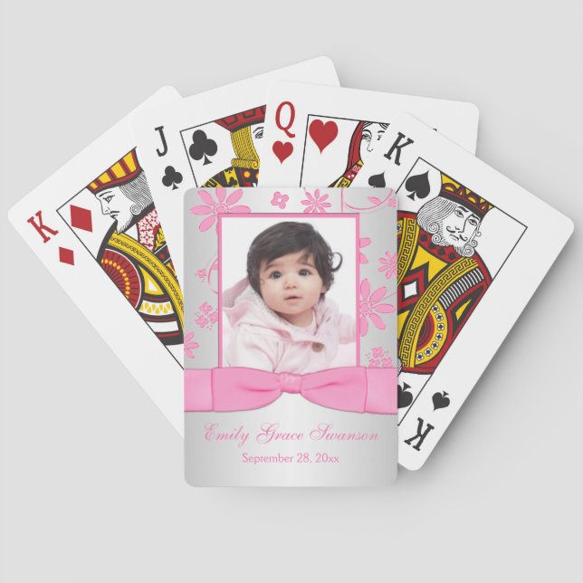 Jeu De Cartes Rose, Argent FloralPhoto Cartes de jeu (dos)