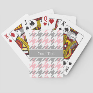 Jeu De Cartes Rose Blanc Dk Gris Houndstooth Nom Monogramme