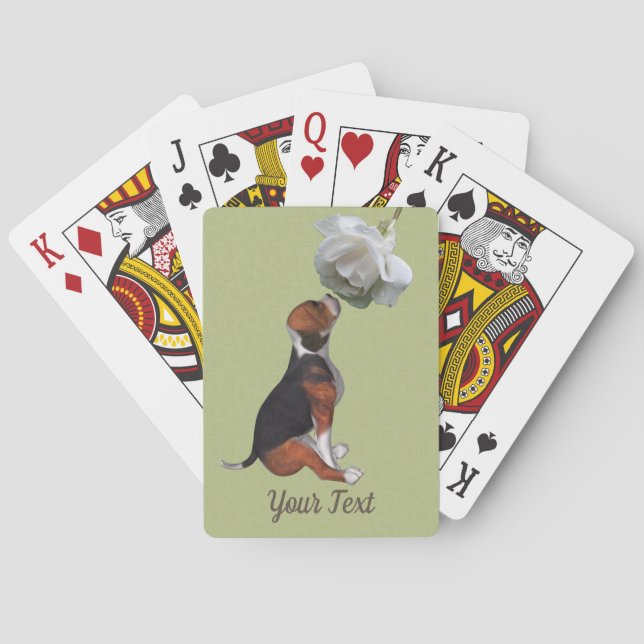 Jeu De Cartes Rose blanche de beagle chiot (dos)