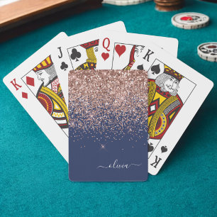 Jeu De Cartes Rose bleu marine Gold Blush Pink Parties scintilla